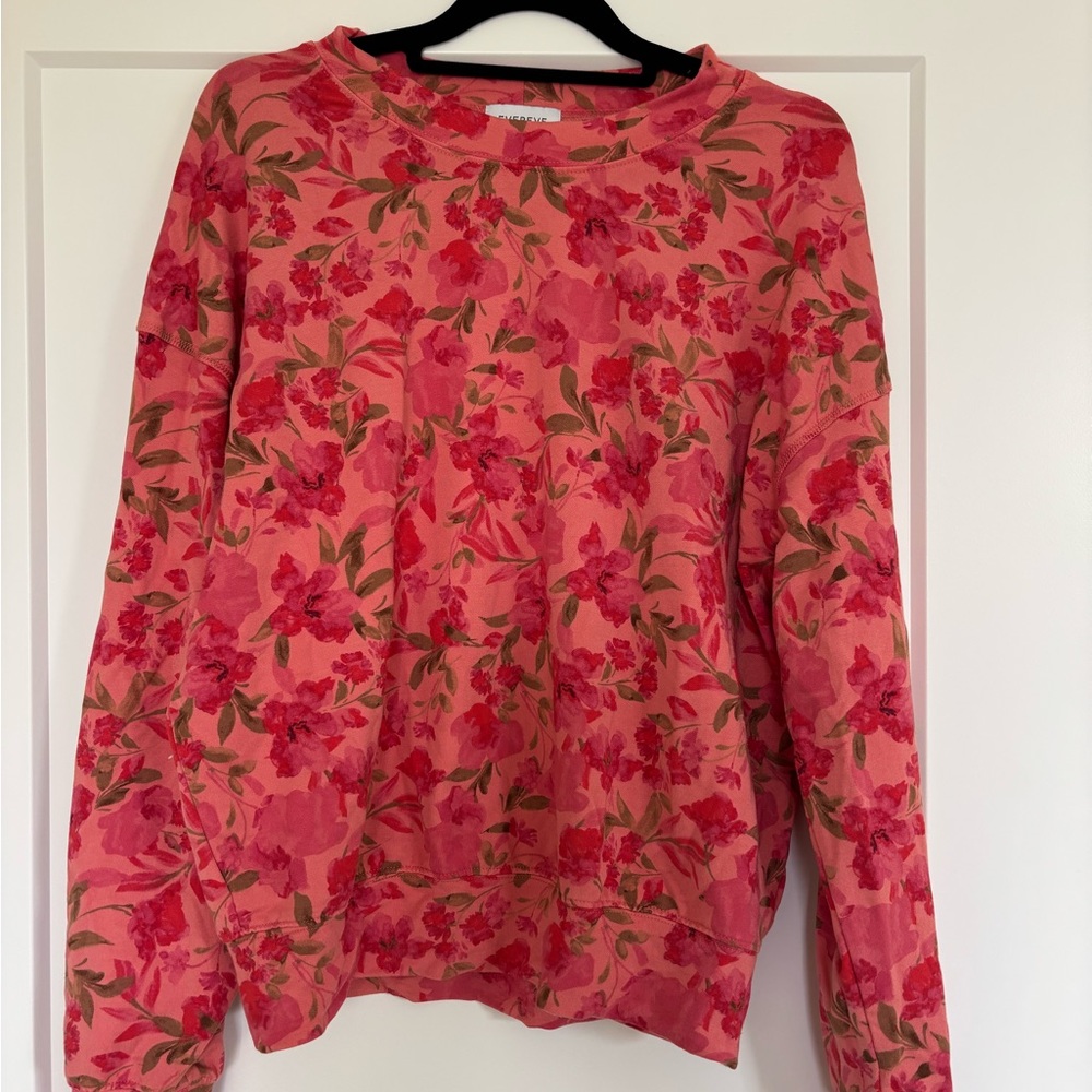 Evereve Pink and Red Floral Top